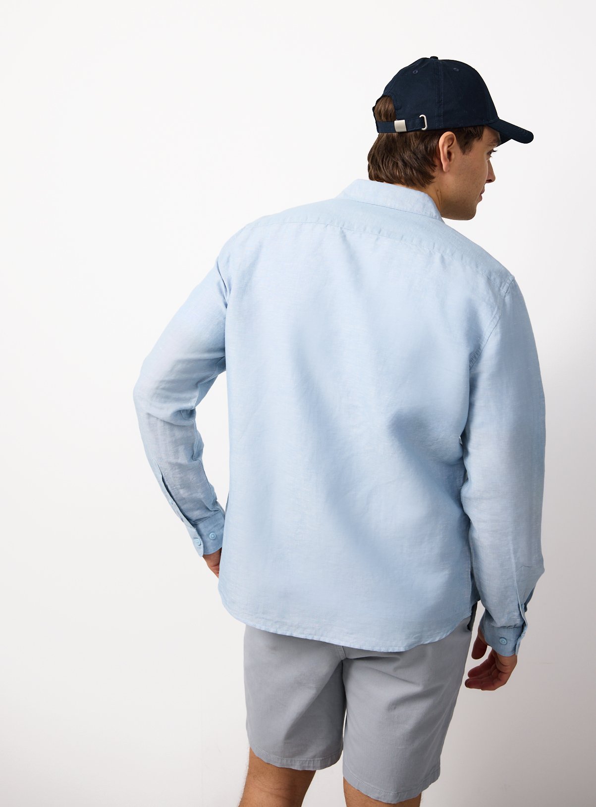 Light Blue Linen Blend Long Sleeve Button Up Shirt XXXL - Image 5 thumbnail